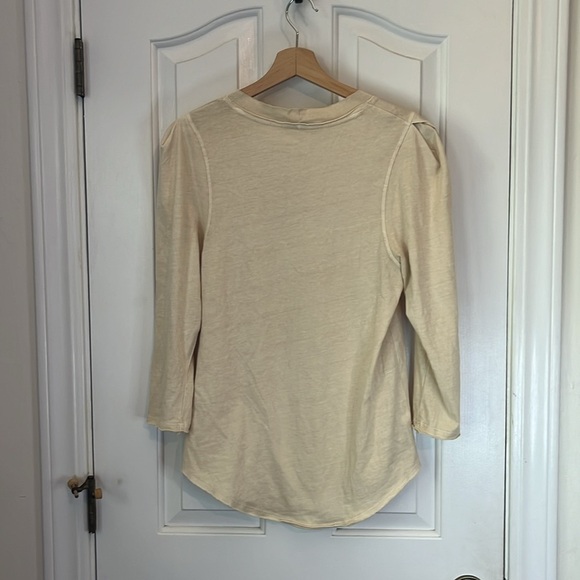Free People | We the Free Puff Shoulder Oatmeal Clover Top Medium Boho Cotton - Picture 7 of 10